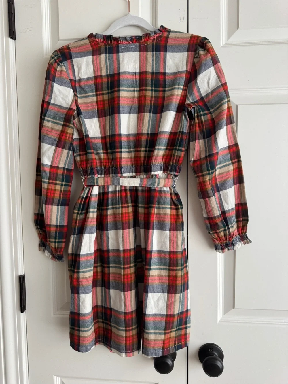 Crewcuts Girls Plaid Flannel Dress Size 12 Tie Waist Long Sleeve Holiday new nwt